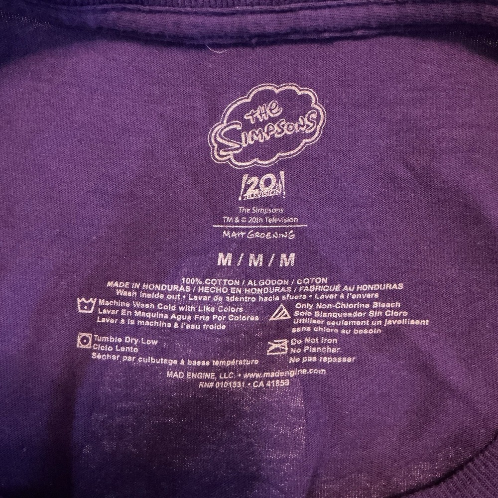 The Simpsons Krusty Burger Mens Medium Purple Tee Shirt Comic Retro‎ Menu Rare - Picture 3 of 3